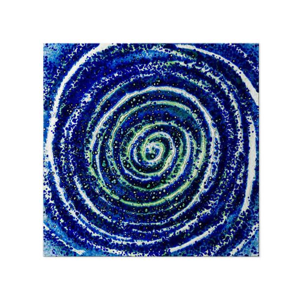 Blaue Relief Glas Platte für Grabsteine - Glasornament Qu-3