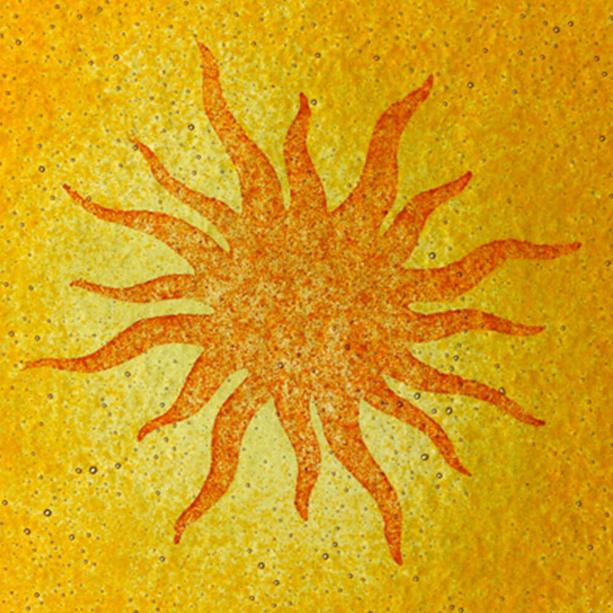 Einzigartiges Sonnenglas Element fr Grabsteine in Gelb - Glasornament R-4