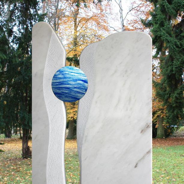 Runde Glas Platte in Blau fr Grabdenkmal  - Glasornament R-21