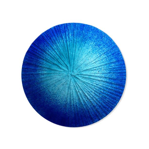 Rundes Glas Dekor mit Relief fr Grabmal in Blau - Glasornament R-26