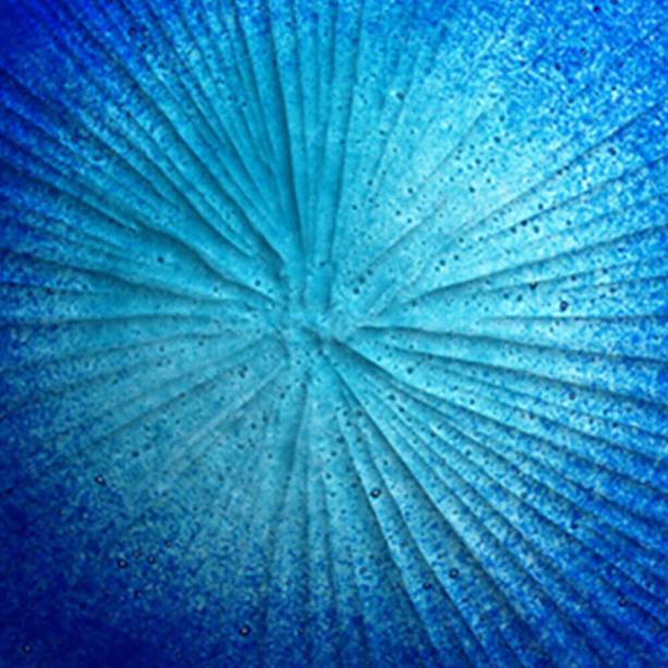 Rundes Glas Dekor mit Relief fr Grabmal in Blau - Glasornament R-26