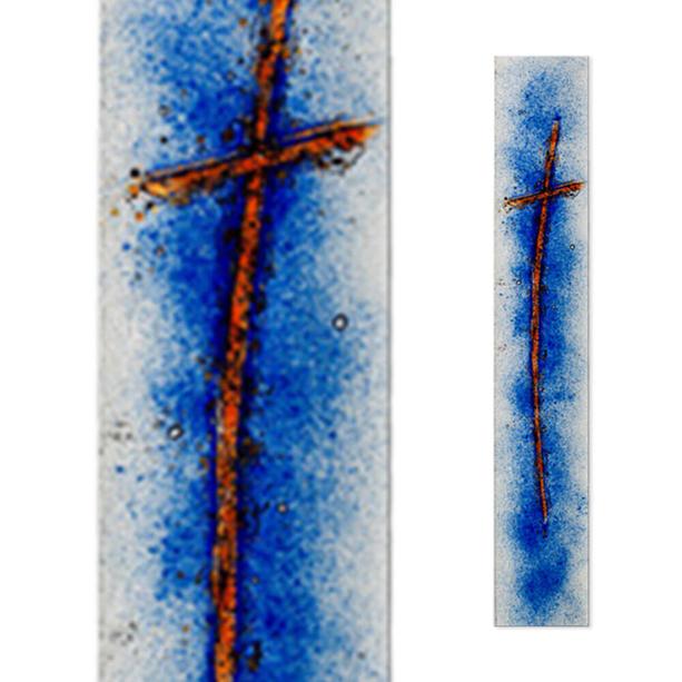 Einzigartige Grabmal Glas Verzierung in Blau  - Glasstele S-13