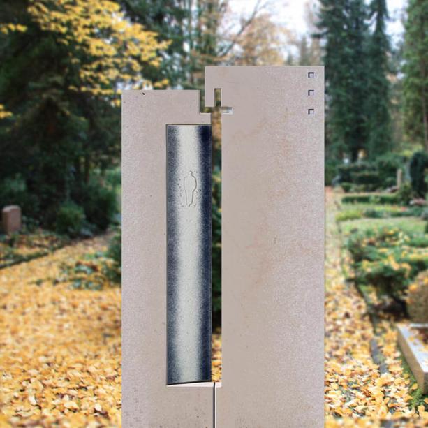 Einzigartiges Glasmotiv fr Grabdenkmal in Grau  - Glasstele S-20