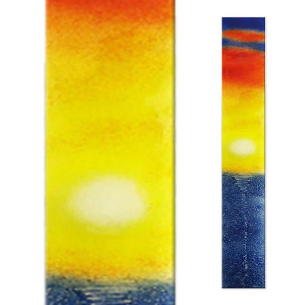 Kunstvolles Glasdekor fr Grabmale mit Sonnenuntergang  - Glasstele S-47