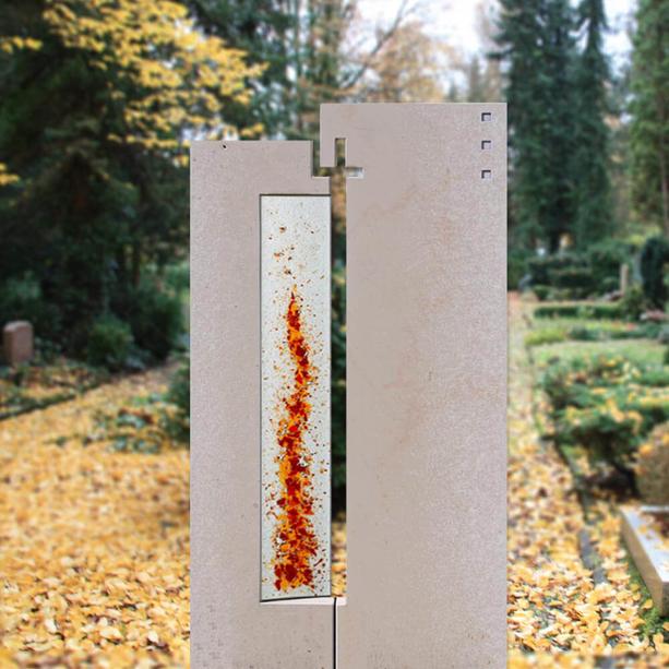 Kunstvolle Glasstele für Grabdenkmal in Rot-Orange - Glasstele S-62