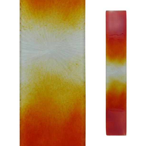 Modernes Grabmal Relief Glasdekor in Orange-Gelb - Glasstele S-82