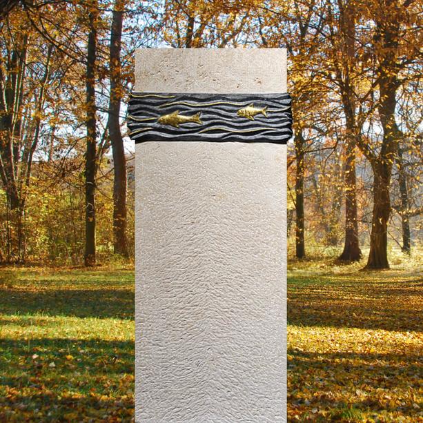Modernes Grabmal für Urnengrab Motiv Wasser und Fische  - Alphonse