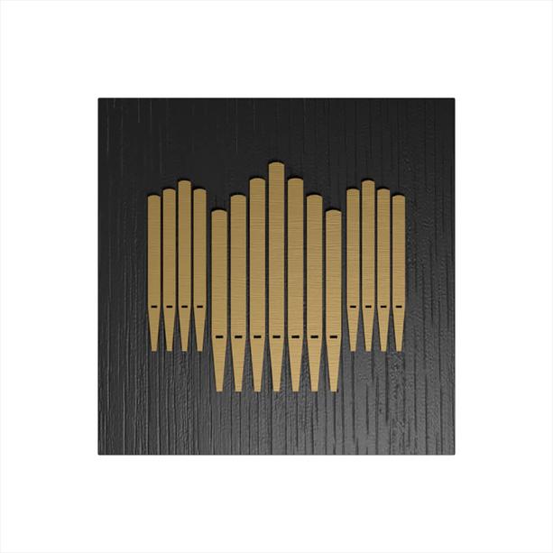Originelle eckige Schmuckurne aus Holz - schwarz mit Musik Orgel Motiv - Clicquot