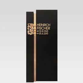 Kindergrabstein aus schwarzem Granit mit Bronze Ornament...