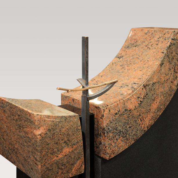 Moderner Granit Grabstein fr ein Urnengrab mit Bronze Kreuz - Ionesco