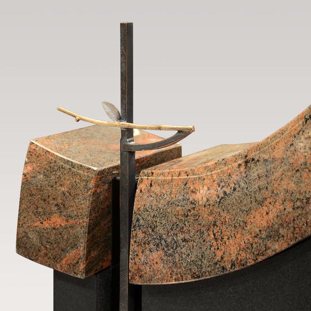 Moderner Granit Grabstein fr ein Urnengrab mit Bronze Kreuz - Ionesco