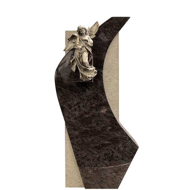 Auergewhnlicher Doppelgrabstein aus Granit mit Bronze Engel - Borgia