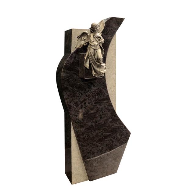 Auergewhnlicher Doppelgrabstein aus Granit mit Bronze Engel - Borgia