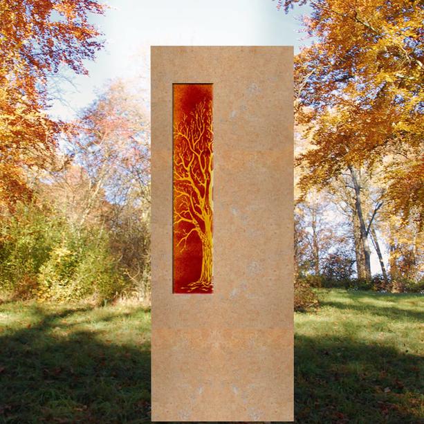 Grabstein fr ein Doppelgrab mit Glaseinsatz Lebensbaum - Albona Lignum