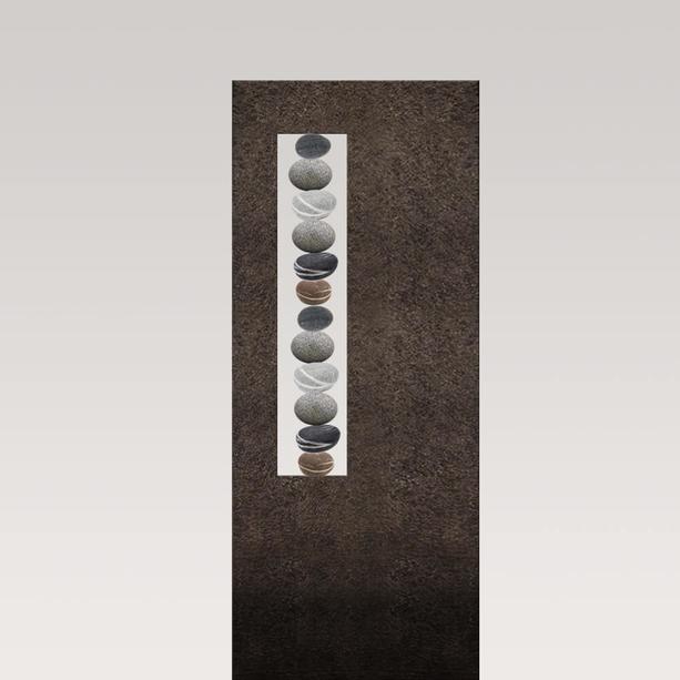 Schwarzer Granit Einzelgrabstein mit Kieselsteinen - Albona Lapis