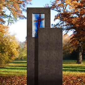 Zweigeteilter Granit Kinder Grabstein mit Glas Symbol...