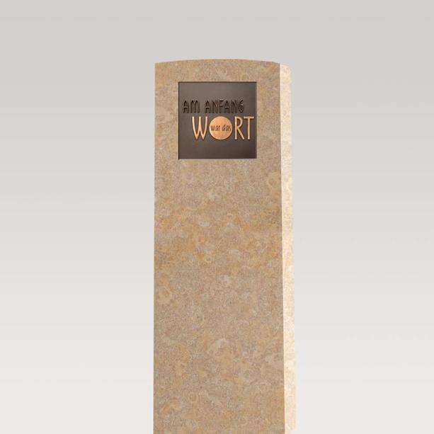 Heller Urnengrabstein aus Kalkstein mit Bronze Tafel - Memoria Clarus