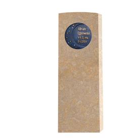 Kindergrabmal in Kalkstein beige - Bronze Ornament: Mond...