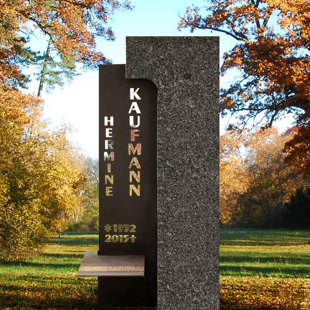 Modernes Grabstein Design in Granit & Metall für ein Urnengrab - Memento
