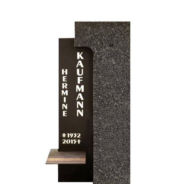 Modernes Grabstein Design in Granit & Metall für ein Urnengrab - Memento