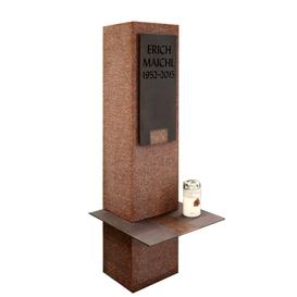 Doppelgrabstein Stele in rotem Granit Ruby Red mit...