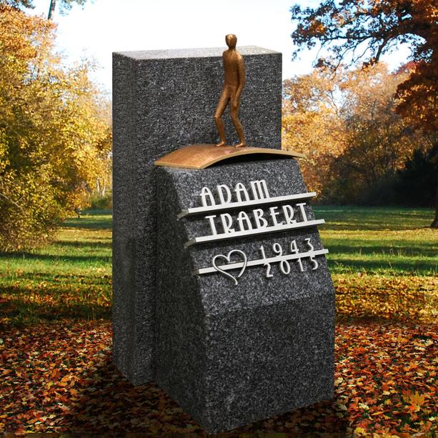 Kleiner Grabstein fr ein Urnengrab mit Bronze Figur - Memento Nigra