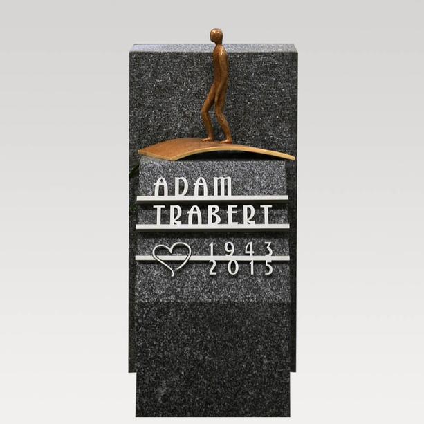 Kleiner Grabstein fr ein Urnengrab mit Bronze Figur - Memento Nigra