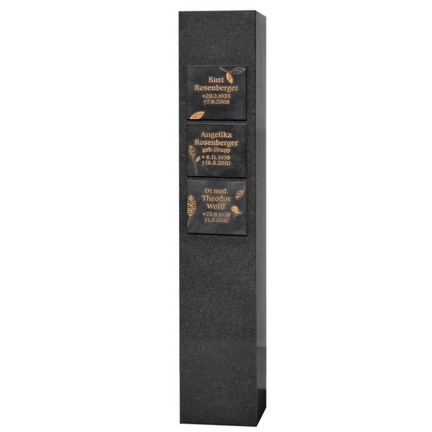 Schwarze Granit Grabstele mit Bronze Tafeln fr die Inschrift / Einzelgrab - Destina Memento