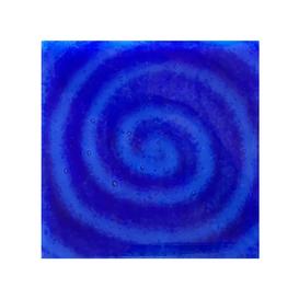 Quadratische Glasdeko mit Spiral-Muster blau -...