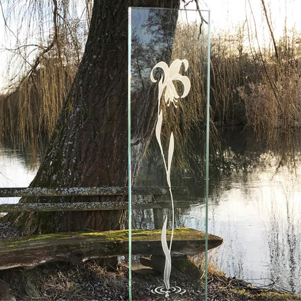 Rechteckige Glasstele transparent Lilie  - Glasstele S-94